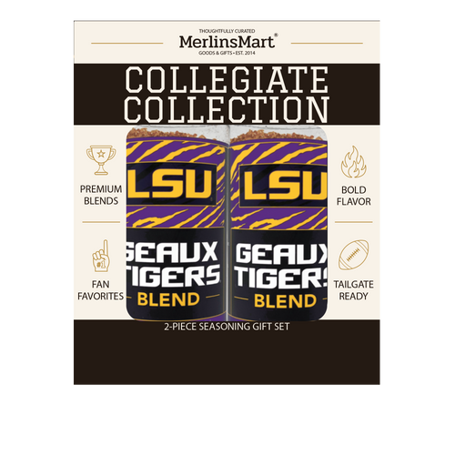 MerlinsMart Geaux Tigers Blend 2-count gift box, LSU officially licensed BBQ seasoning