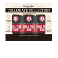 MerlinsMart Roll Tide Rub 3-count gift box, University of Alabama officially licensed BBQ seasoning, three jars in packaging