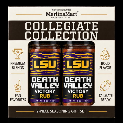 MerlinsMart Death Valley Victory Rub 2-count gift box, LSU officially licensed BBQ seasoning