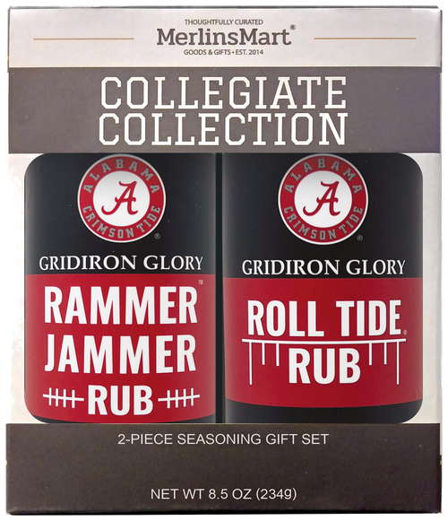 MerlinsMart Alabama Gift Set, Roll Tide Rub and Rammer Jammer Rub, officially licensed 2-flavor BBQ seasoning gift box