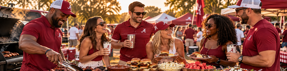 Alabama tailgate BBQ scene, hero banner