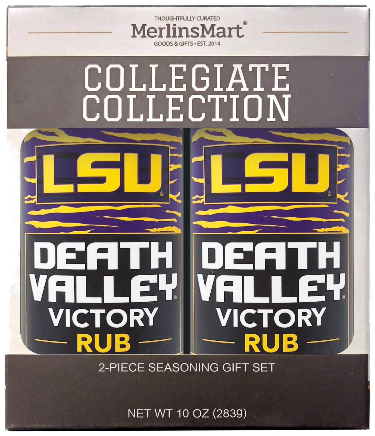 MerlinsMart Death Valley Victory Rub 2-count gift box, LSU officially licensed BBQ seasoning