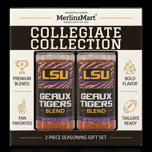 MerlinsMart Geaux Tigers Blend 2-count gift box, LSU officially licensed BBQ seasoning