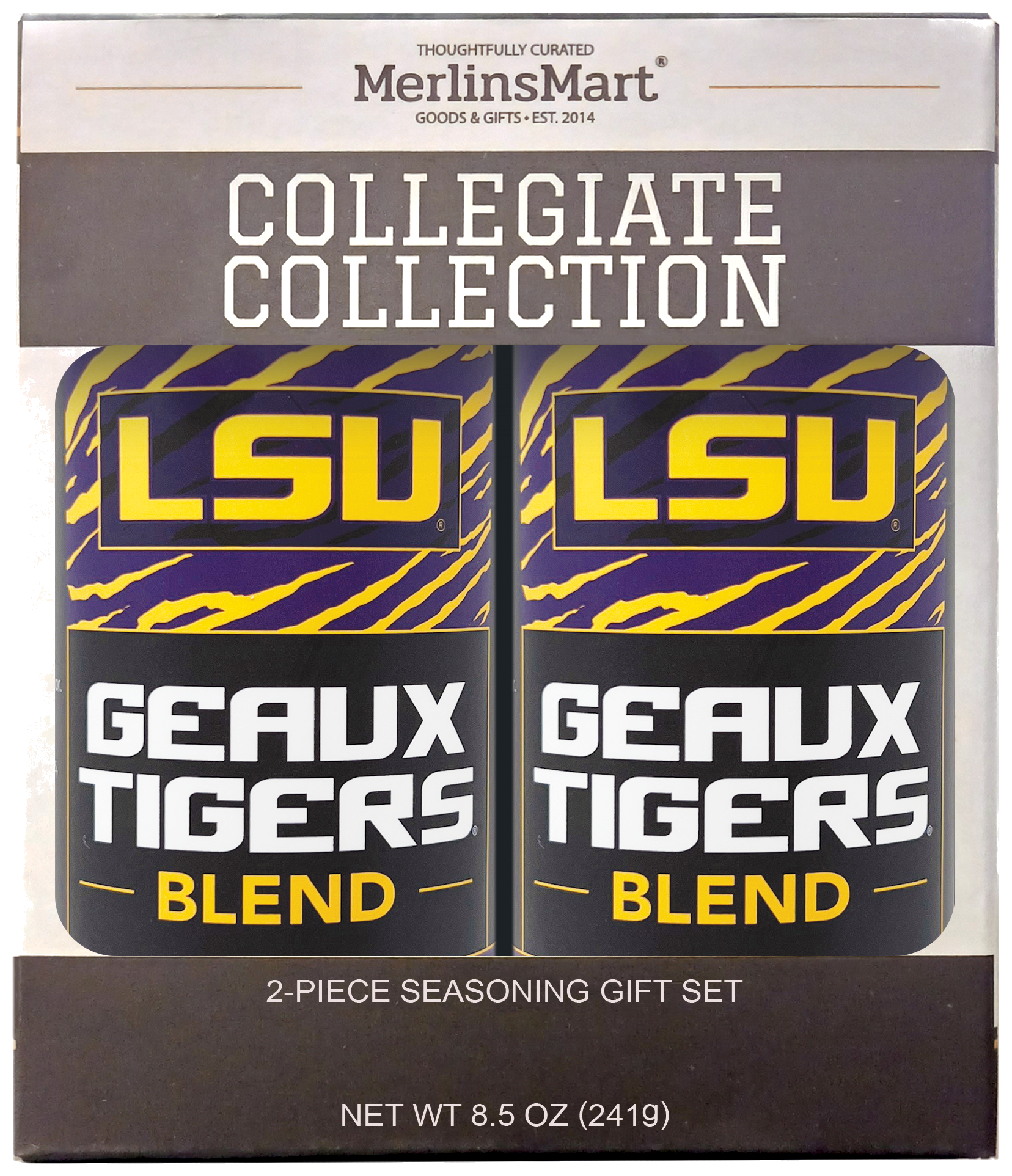 MerlinsMart Geaux Tigers Blend 2-count gift box, LSU officially licensed BBQ seasoning