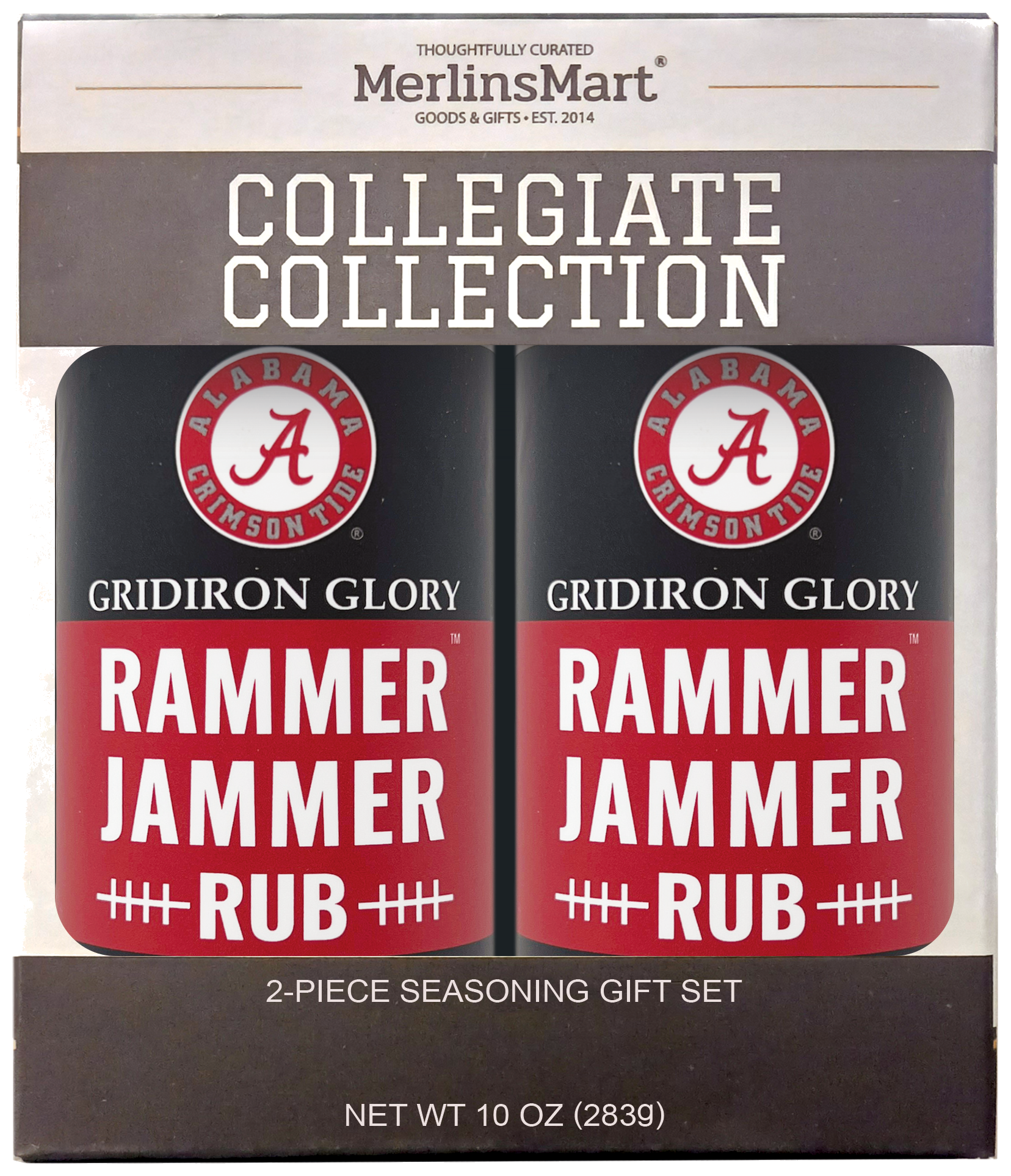 MerlinsMart Rammer Jammer Rub 2-count gift box, Alabama Crimson Tide officially licensed BBQ seasoning