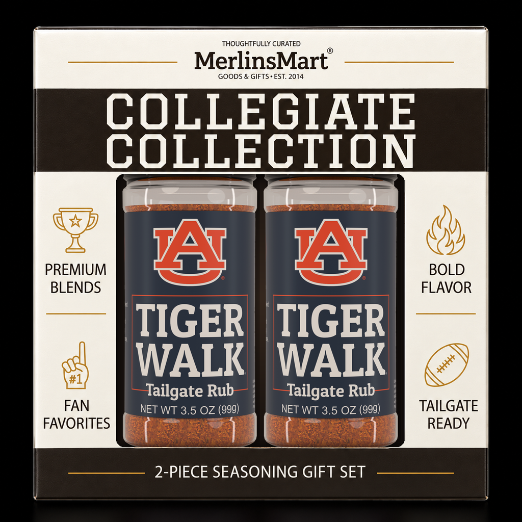 MerlinsMart Tiger Walk Tailgate Rub 2-count gift box, Auburn officially licensed BBQ seasoning